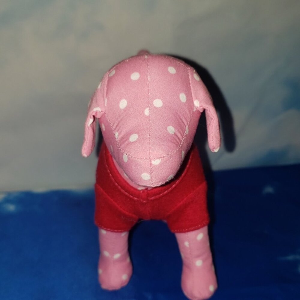 Victoria’s Secret Pink polka dot Mini dog red peace & love t-shirt LE NWOT - Picture 2 of 7